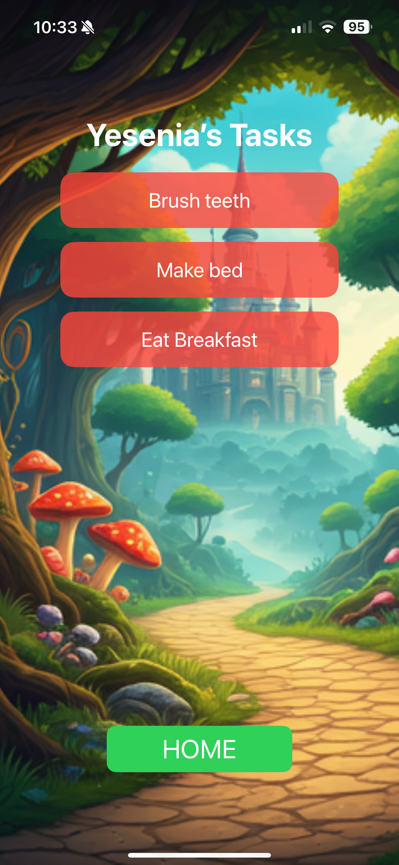 Child UI showing uncompleted tasks