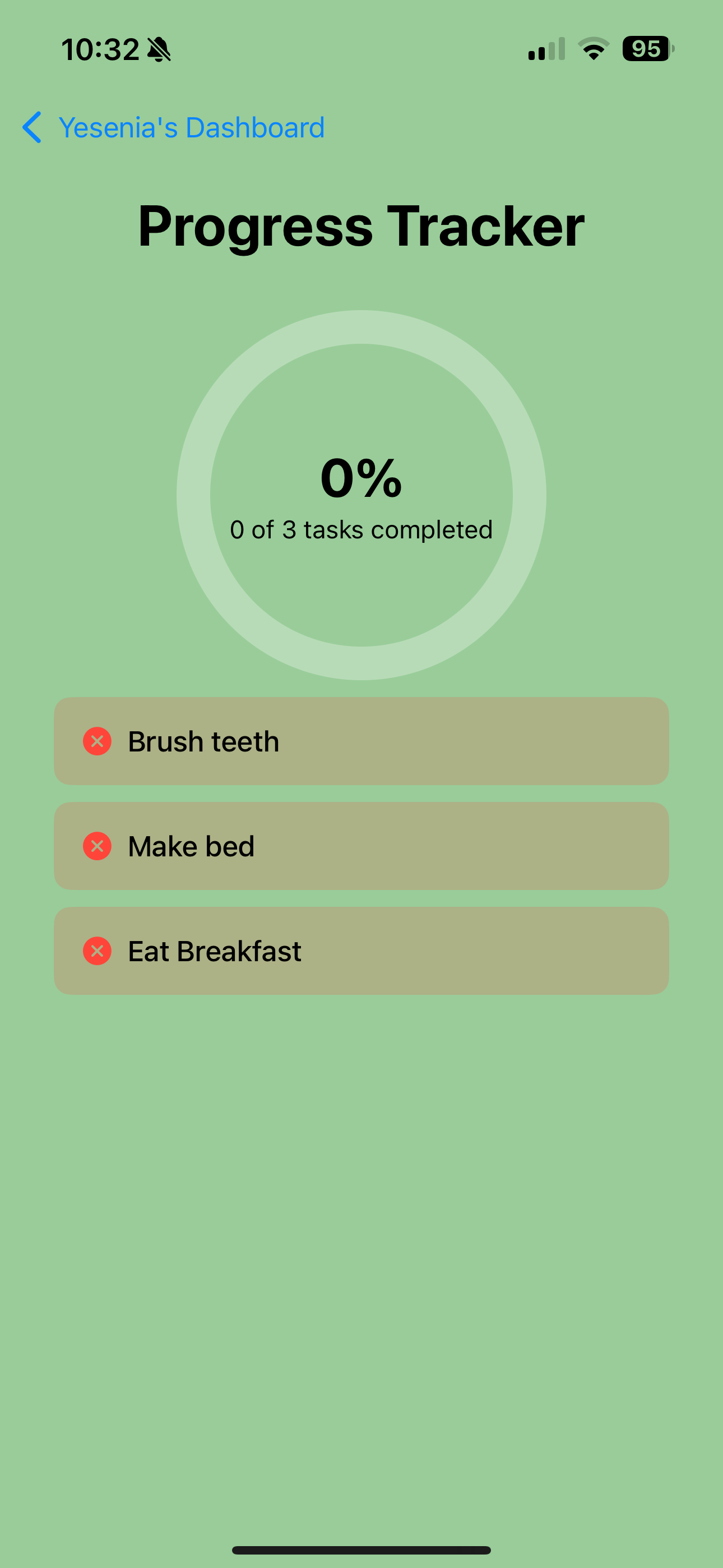 No tasks completed view